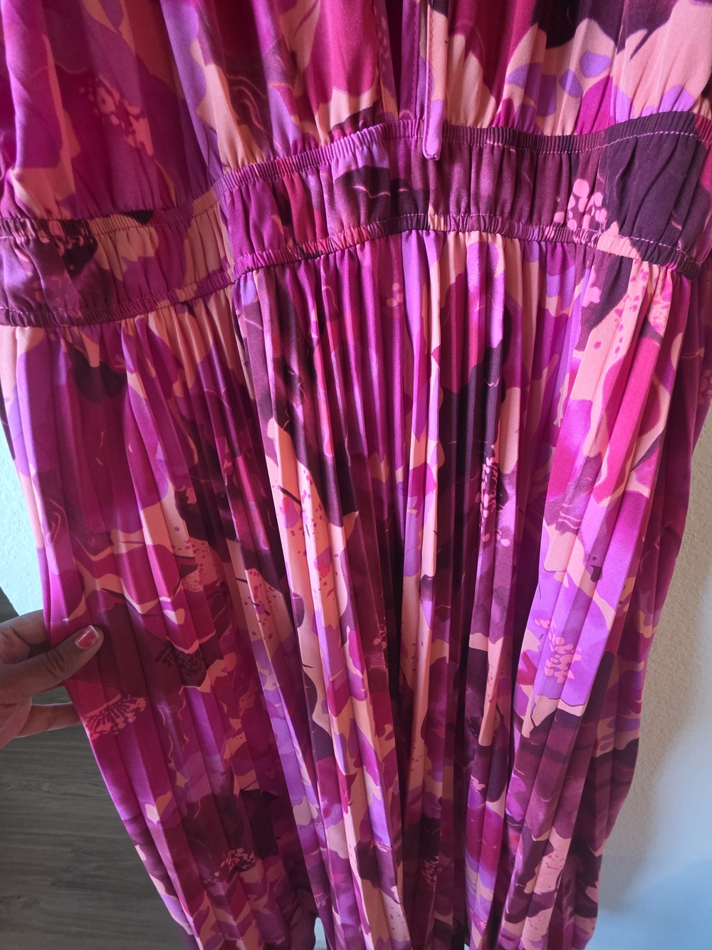 SHEIN Magenta Pink Printed Halter Maxi Dress - Picture 7 of 10